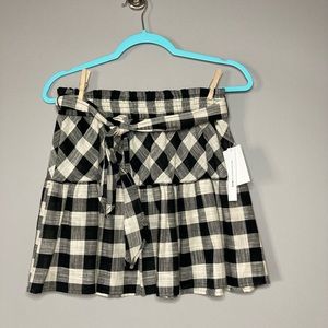 NWT Joe B Joe Ben Bassett Cotton Black Check Pleated Mini Skirt 
M